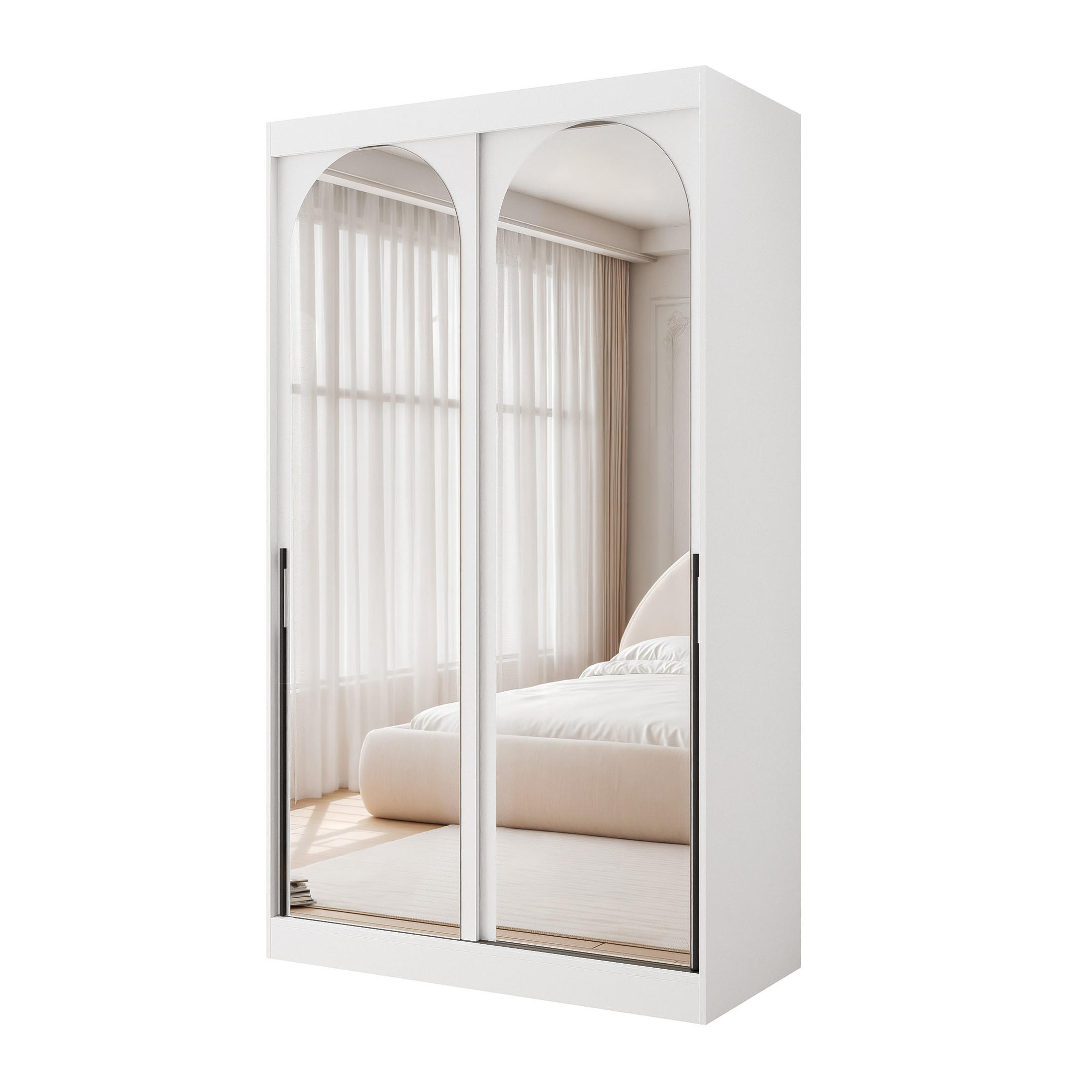 Idohome Schwebetürenschrank Weiß 120x215x65 cm