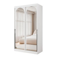 SCHWEBETÜRENSCHRANK CLARITY 2-türig 120/65/215 cm Weiß / schwarze Griffe - Schwarz/Weiß, Holzwerkstoff/Kunststoff (120/215/65cm) - Idohome