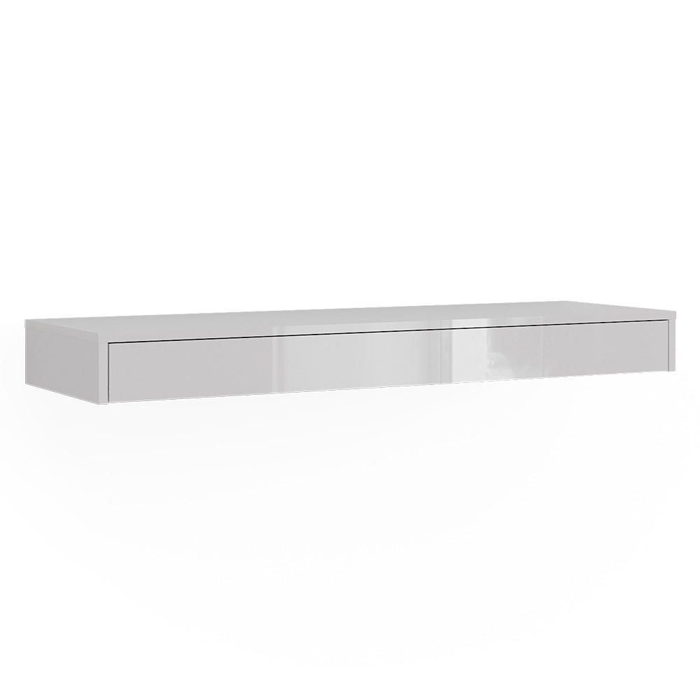 Vicco STĚNOVÁ POLICE Sherry Bílá vysoký lesk 120 x 12 cm se zásuvkou