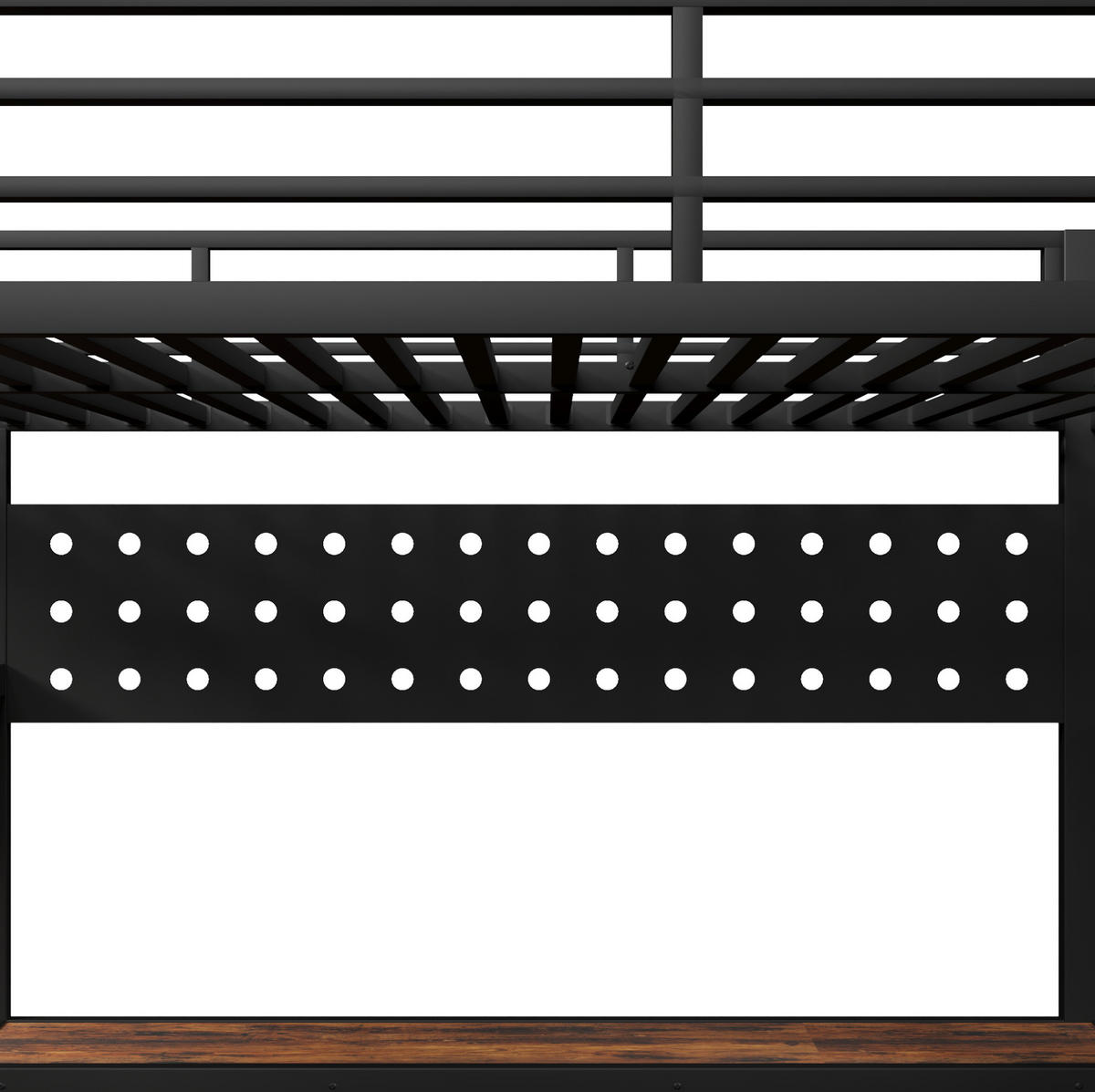HOCHBETT 140/200 cm aus MDF und Metall mit Tisch, LED, Schwarz - Schwarz, Holzwerkstoff (140/200cm) - OKMYHOME