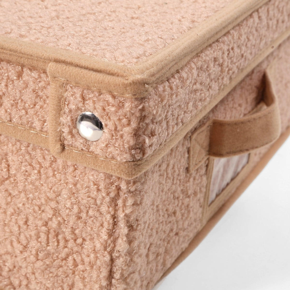 AUFBEWAHRUNGSBOX mit deckel aus bouclé-stoff in beige - 31,5/48/15 cm - Beige, Textil (33.5/48/15cm) - Calicosy