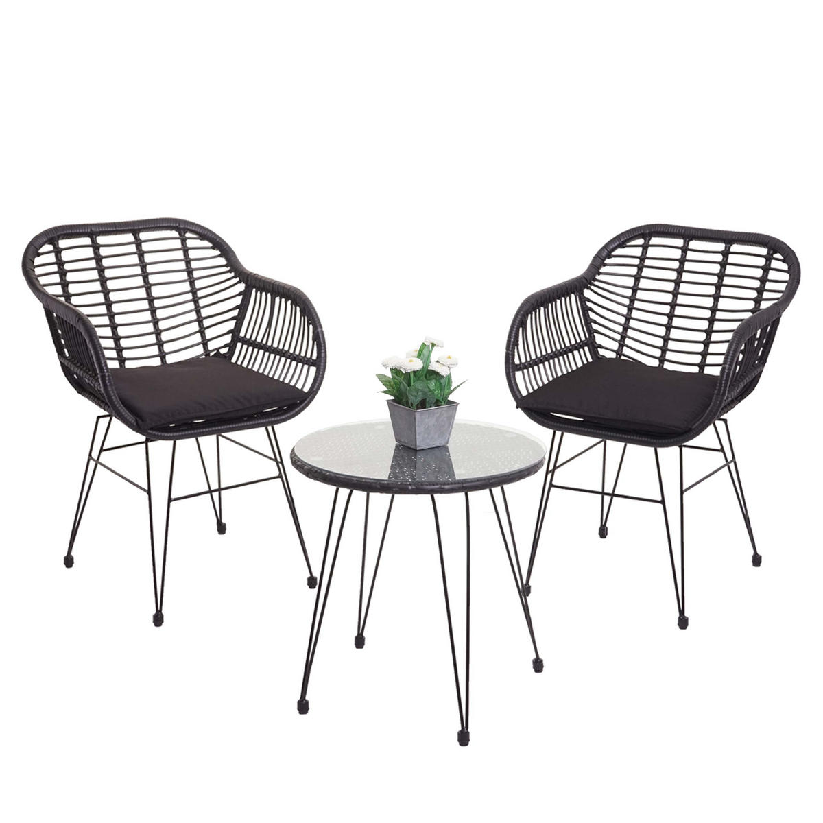 POLY-RATTAN GARNITUR Anthrazit - Anthrazit, Kunststoff - MCW
