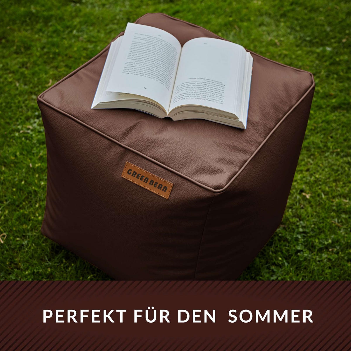 SITZSACK-HOCKER 40x40cm - KUNSTLEDER - Dunkelbraun, Textil (40/40/40cm) - Green Bean