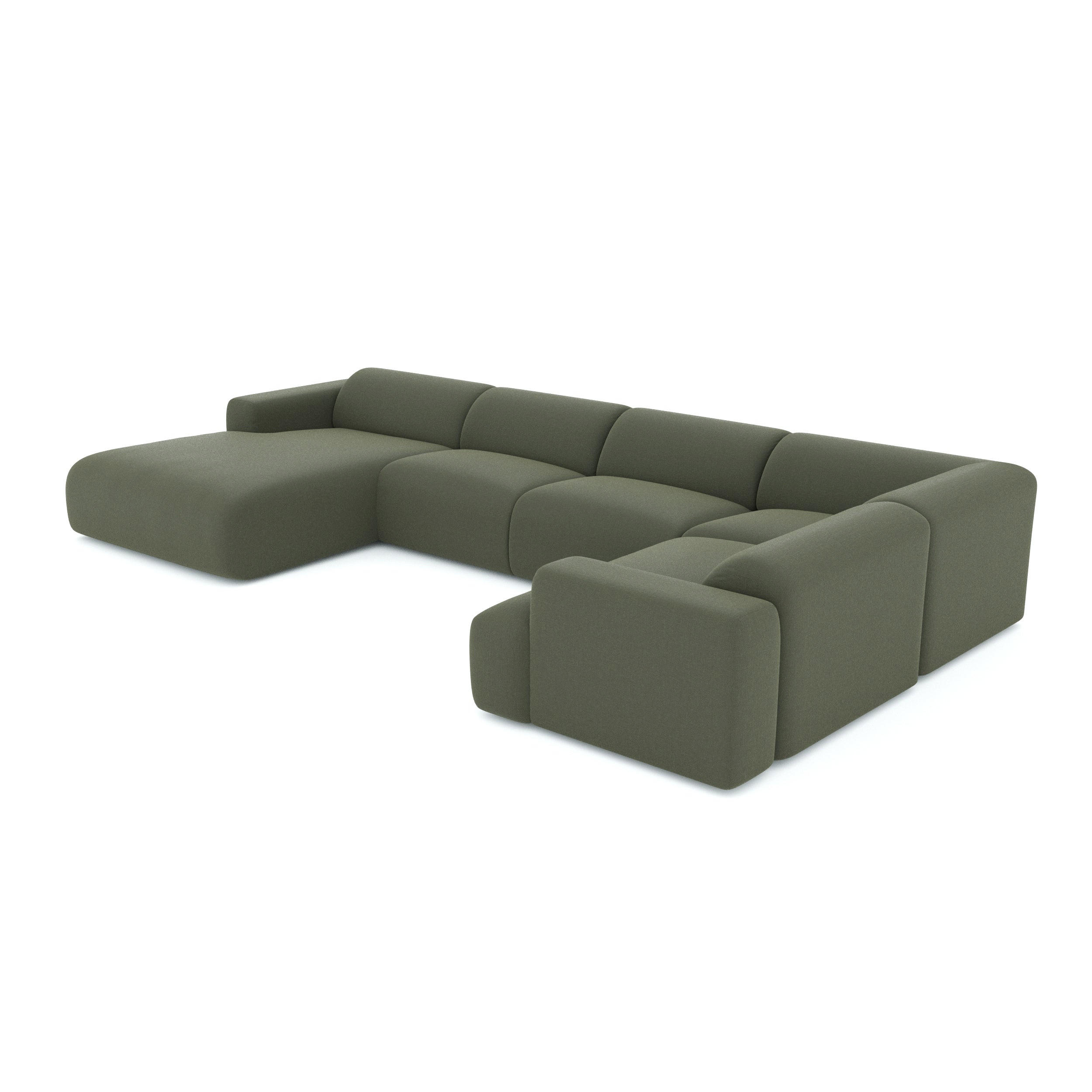 PANORAMA-SOFA Tissu tramé Olivgrün 354cm - Olivgrün/Grün, Textil (354/73/200cm) - Sia Home