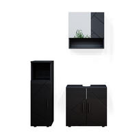 BADMÖBEL-SET Irma Anthrazit Hochglanz 3 Teile - Schwarz Hochglanz/Anthrazit, Holzwerkstoff (80/58.6/41cm) - Vicco