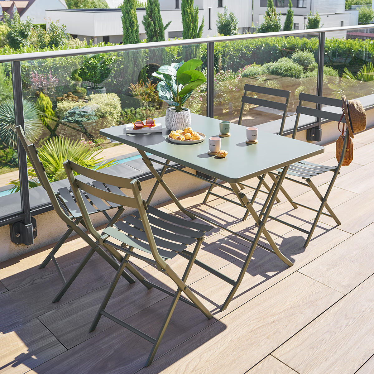 GARTENTISCH Greensboro 110/70 cm - Grün, Metall (110/70/71cm)