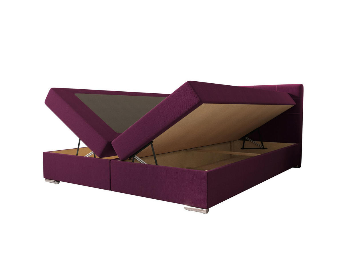 BOXBETT ZILANO 1 mit Matratze H3 und Topper 140x200 Cosmic 110 - Violett, Holz/Textil (140/200cm) - Bedante