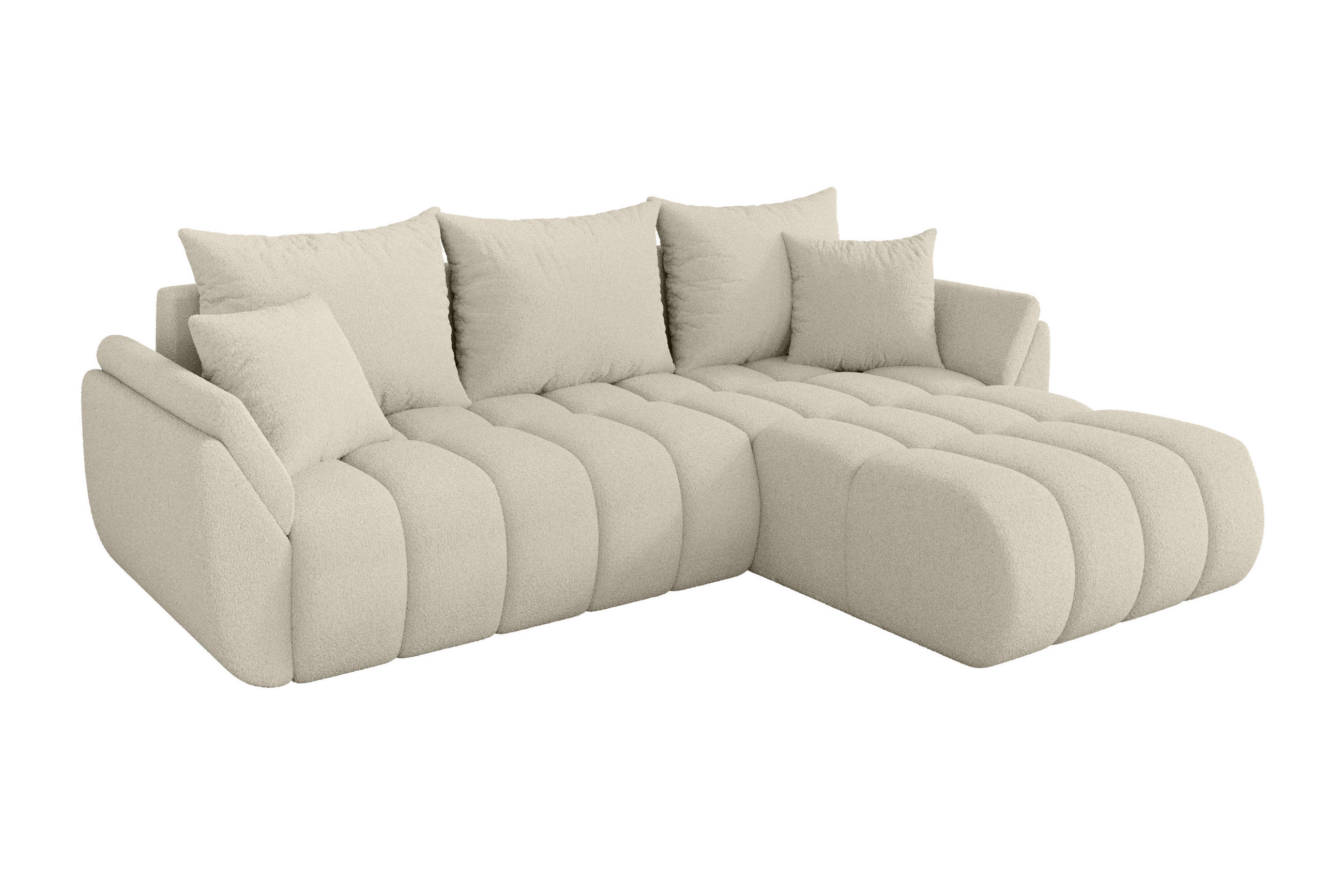 ECKSOFA mit Schlaffunktion Ottomane Rechts TOKO-L-v1 277x194x86 Beige Bouclé - Sandfarben/Beige, Holzwerkstoff/Kunststoff (277/194cm) - ALTDECOR