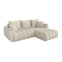 ROHOVÁ SEDAČKA s funkcí spaní, otoman vpravo TOKO-L-v1 277x194x86 béžová bouclé - černá/písková barva, kompozitní dřevo/textil (277/194cm) - ALTDECOR
