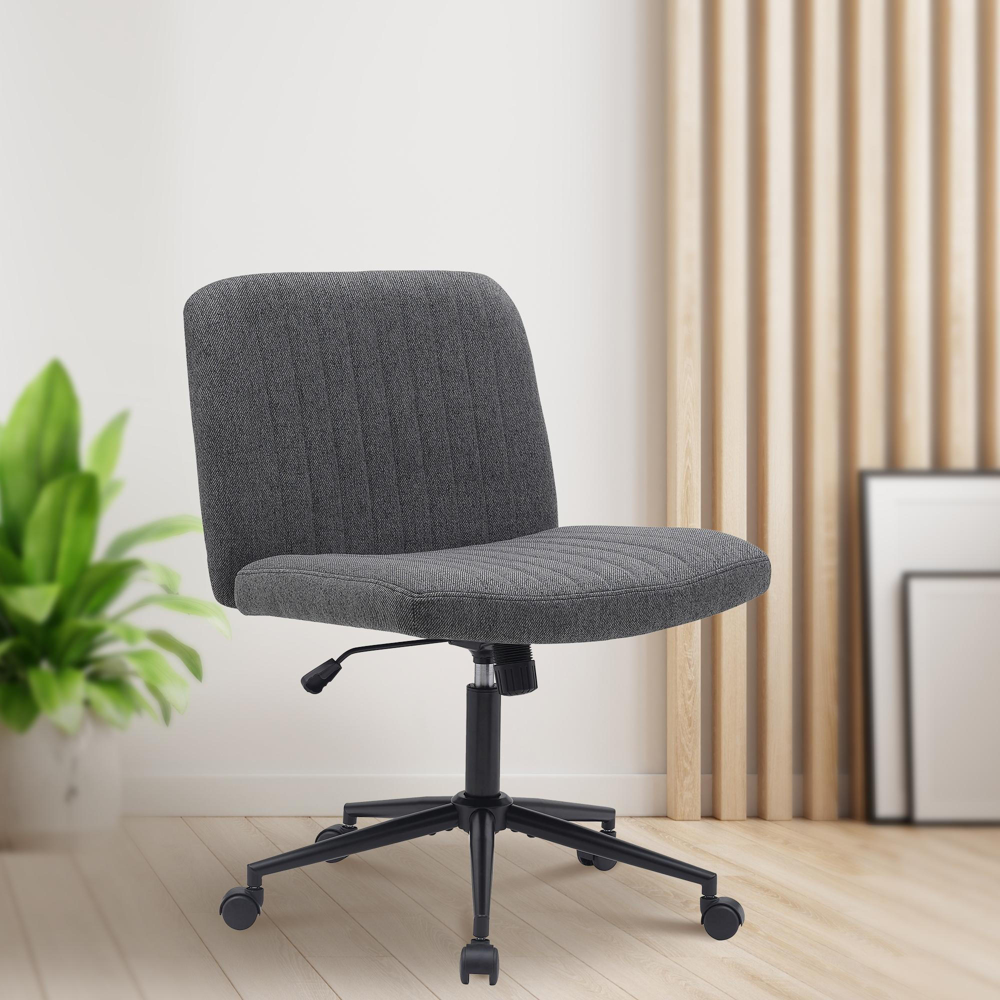 DREHSTUHL Stoff dunkelgrau - Dunkelgrau/Schwarz, Textil/Metall (62/86/65cm) - CLP