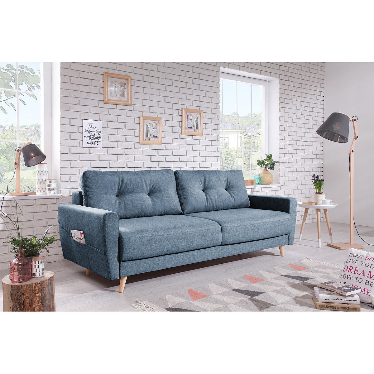 3-SITZER SOFA - Taupe, Textil (220/90/90cm) - home24