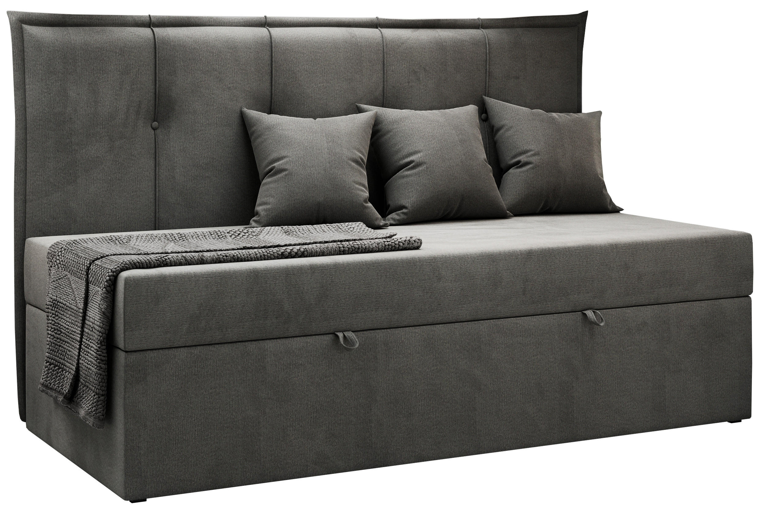 BOXBETT BANCO 90/200 Dunkelgrau Velvet hydrophob - H3 - Dunkelgrau, Holz/Textil (90/200cm) - MKS