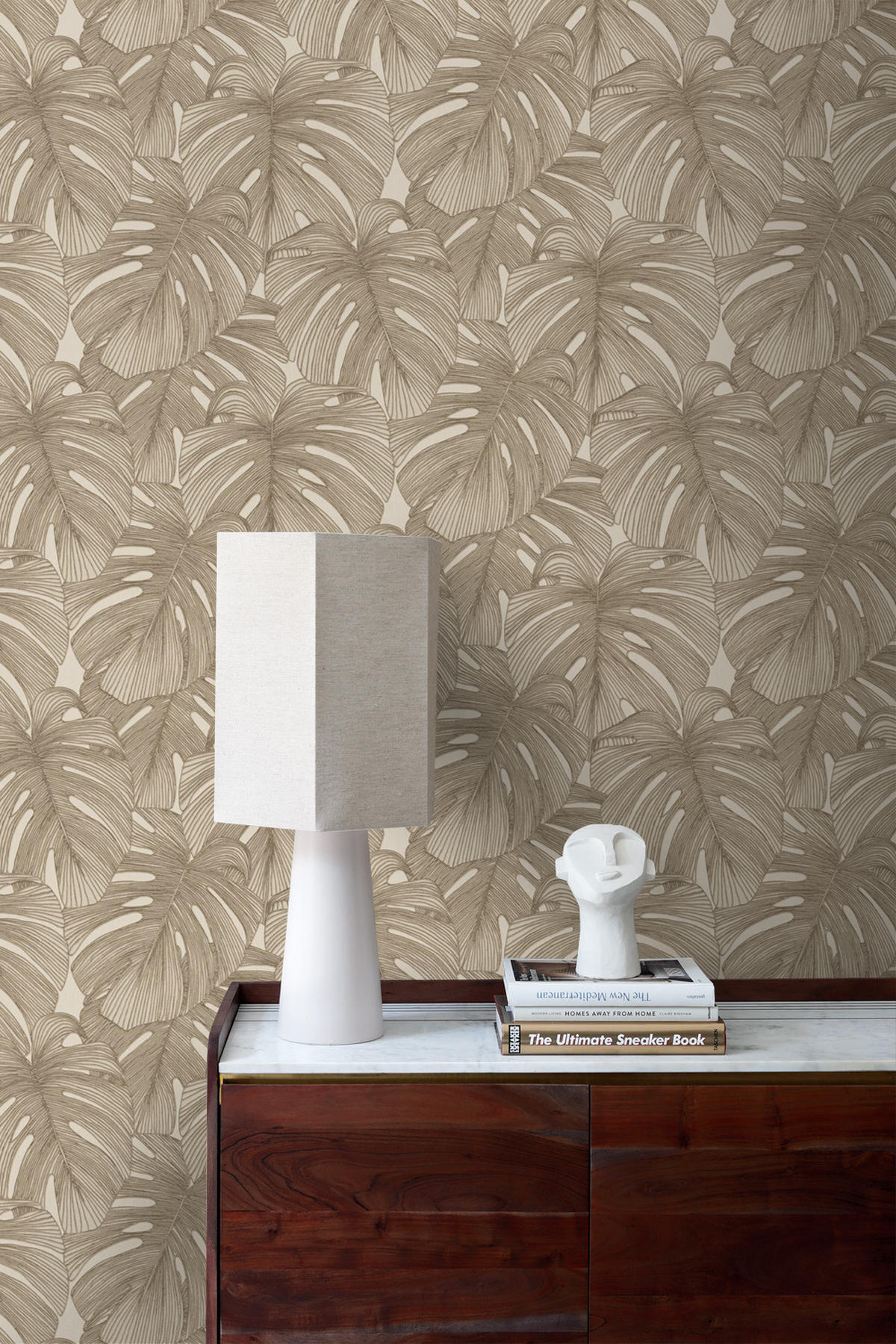 TAPETE 3D Muster Blätter 50 x 900 cm - Beige, Papier (50/900cm) - Origin Wallcoverings