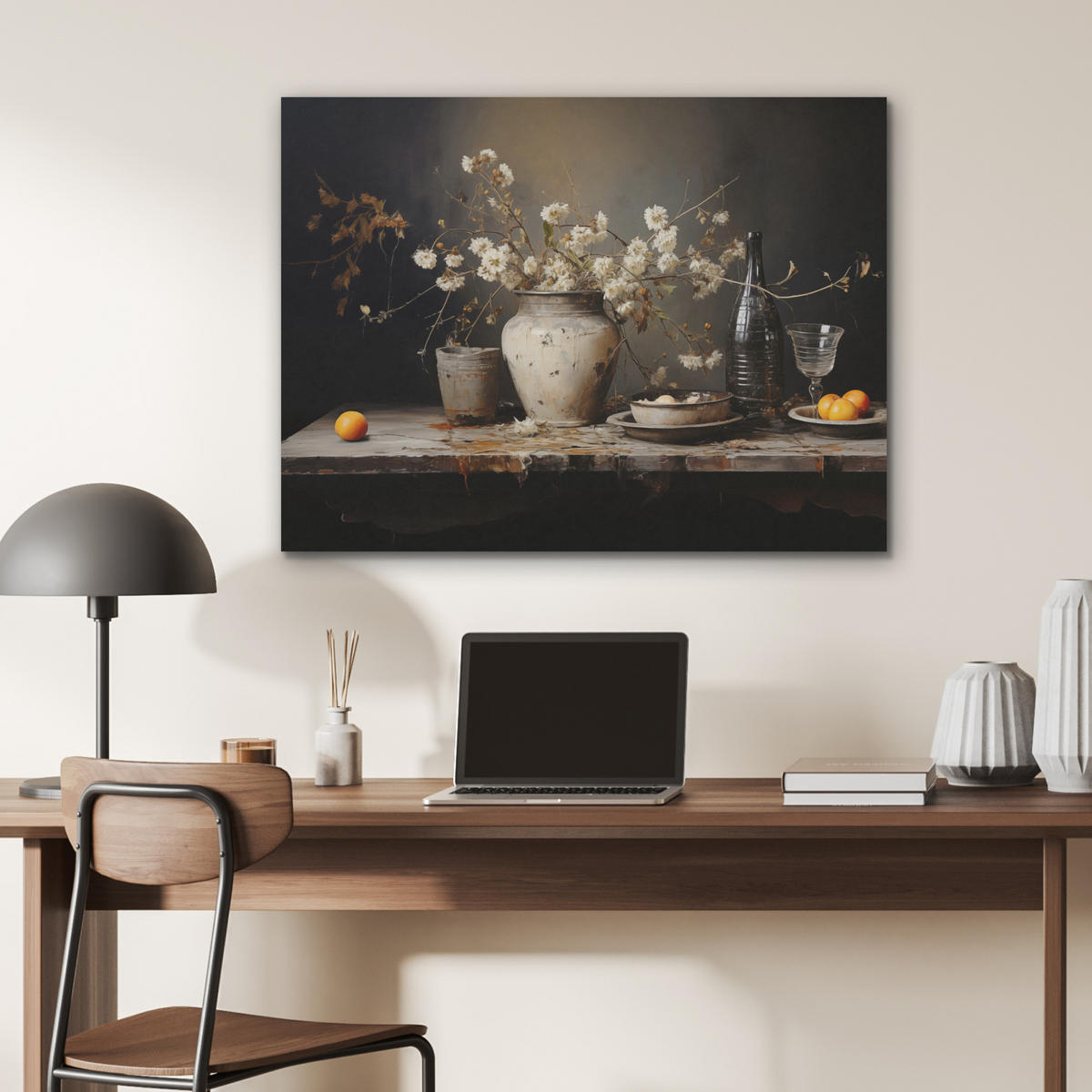 AKUSTIKPANEEL Stilleben - Blumen - Blumenstrauß - Vase - Wein 80x60 cm - Schwarz, Textil (80/0.9/60cm) - MuchoWow