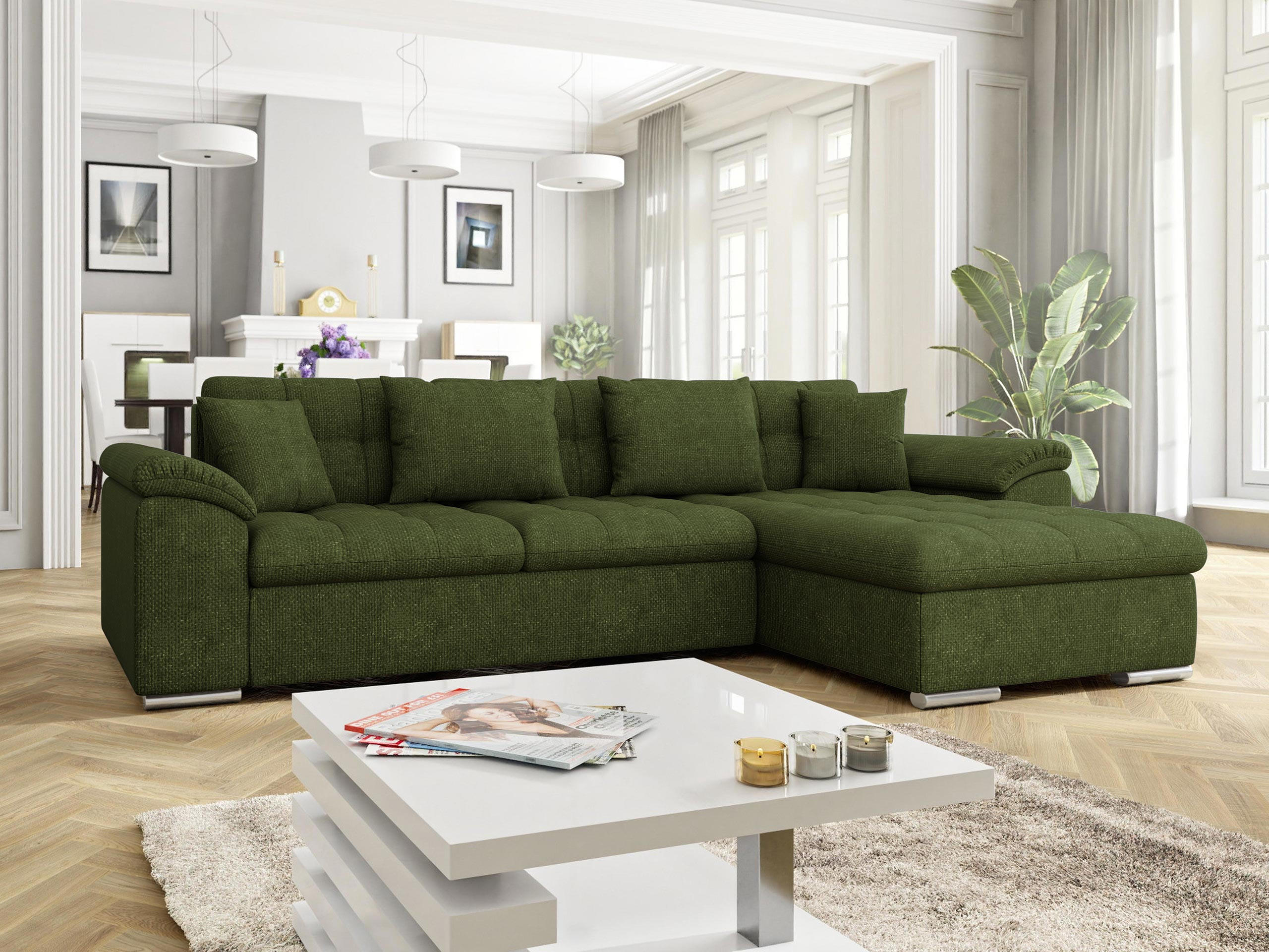 ECKSOFA Diana Premium, Seite: Rechts - Grün, Holz/Textil (280/160cm) - MIRJAN24