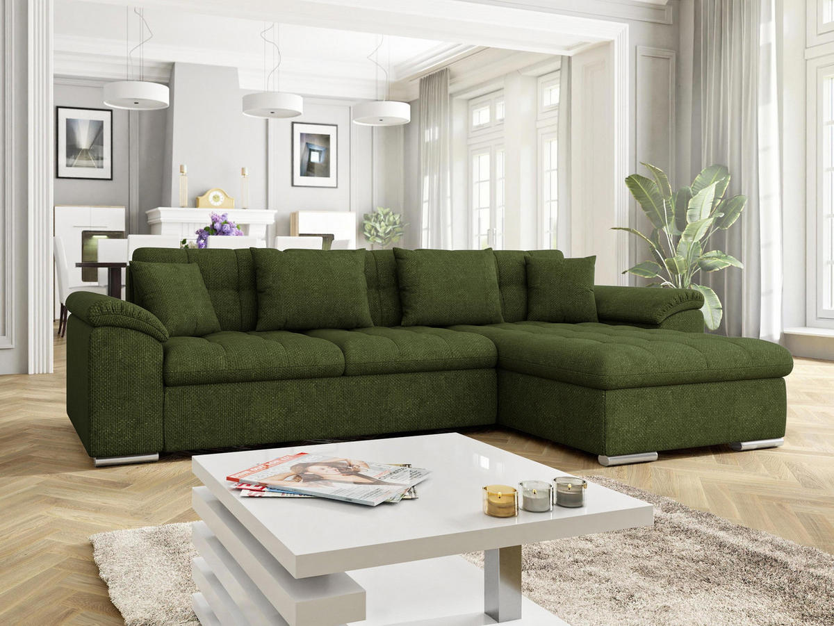 ECKSOFA Diana Premium, Seite: Rechts - Grün, Holz/Textil (280/160cm) - MIRJAN24