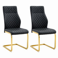 ESSZIMMERSTUHL 2er-Set mit hoher Rückenlehne 100 cm PU-Lederoptik Schwarz Gold - Schwarz, Metall (63/100/43cm) - Meubliv