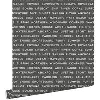 TAPETE maritime Strandtexte 53 cm x 10.05 m - Schwarz, Papier (53/0.1cm) - ESTAhome