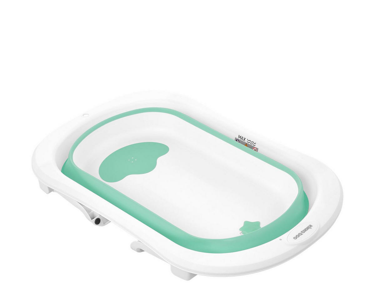 BABYBADEWANNE Fiji grün faltbar, rutschfest, Wasserablauf, kompakt, ab Geburt bis 36 Monate - Grün, Kunststoff (47/80cm) - Kikka boo