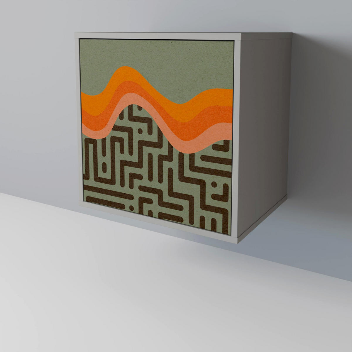 SIDEBOARD SIMPLE SOLUTIONS, Grau, 57,5x42x72,5 cm, Schwarze Metallfüße - Multicolor/Schwarz, Holzwerkstoff/Metall (57.5/72.5/42cm) - SpaceRebels