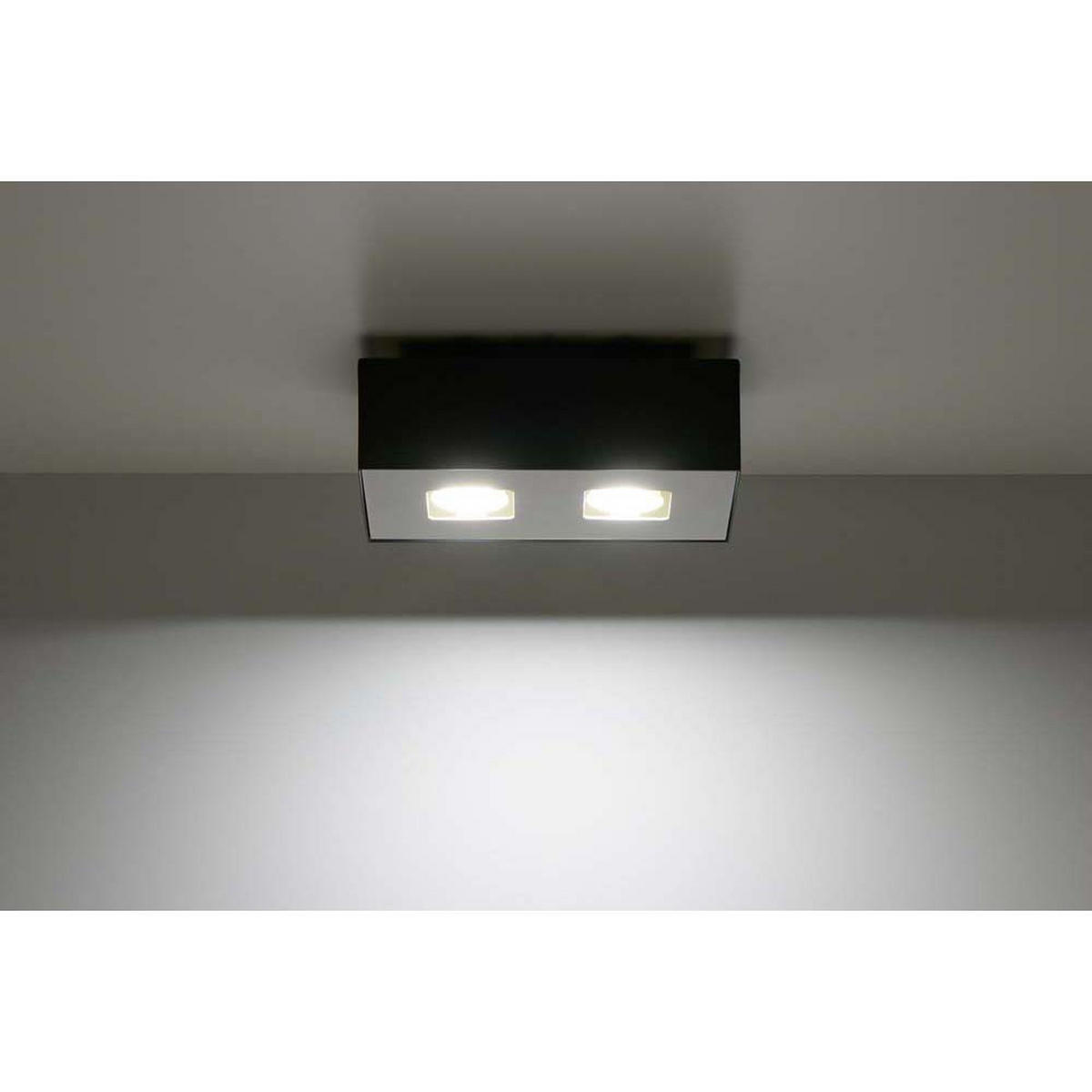 DECKENLEUCHTE Stahl Schwarz Weiß 2-flammig - Schwarz, Metall (24/14/11cm)