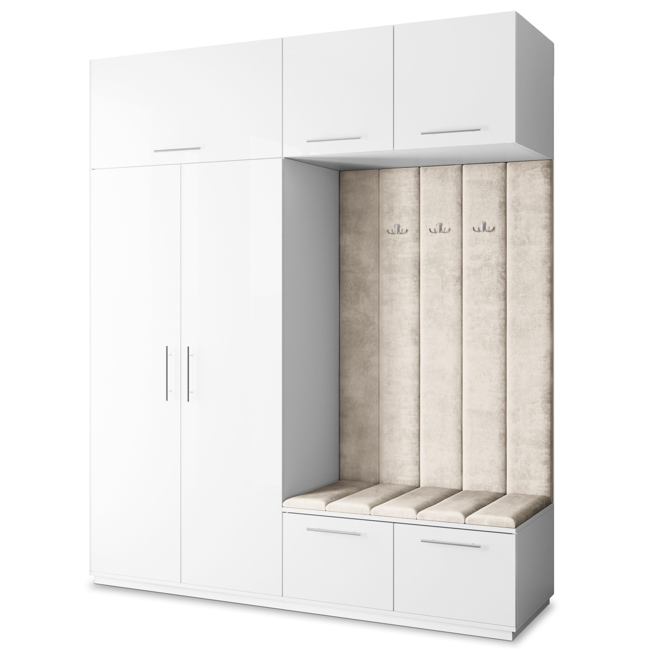 Masseno Garderobenschrank Weiß, Beige 200x240x60 cm
