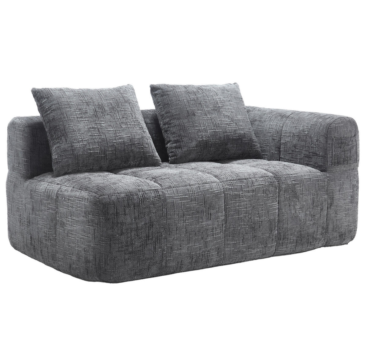2-SITZER 158/90/60 cm Grau aus Chenille mit Seitentaschen - Grau, Textil (90/60/158cm) - OKMYHOME