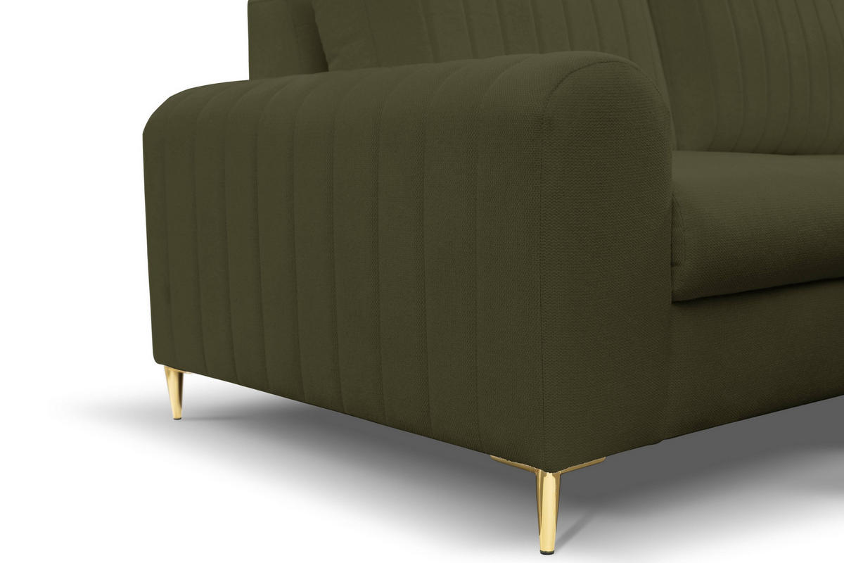 ECKSOFA VERONA R-S Grün Geflochtener Stoff mit Schlaffunktion - Grün, Holz (251/164cm) - MASSENO