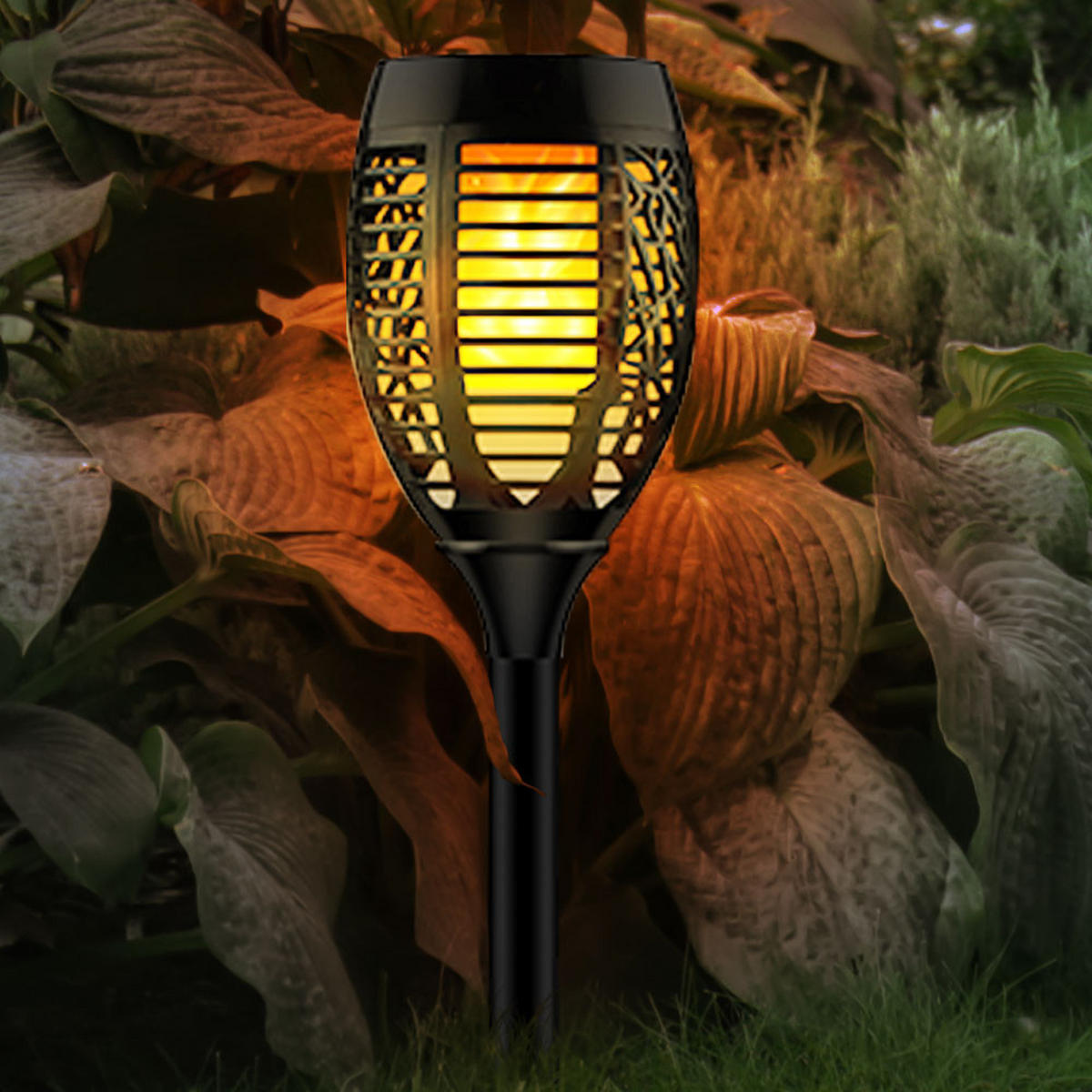 LED SOLARLEUCHTE Fackel Schwarz Kunststoff - Schwarz, Kunststoff (12/12/72.5cm)