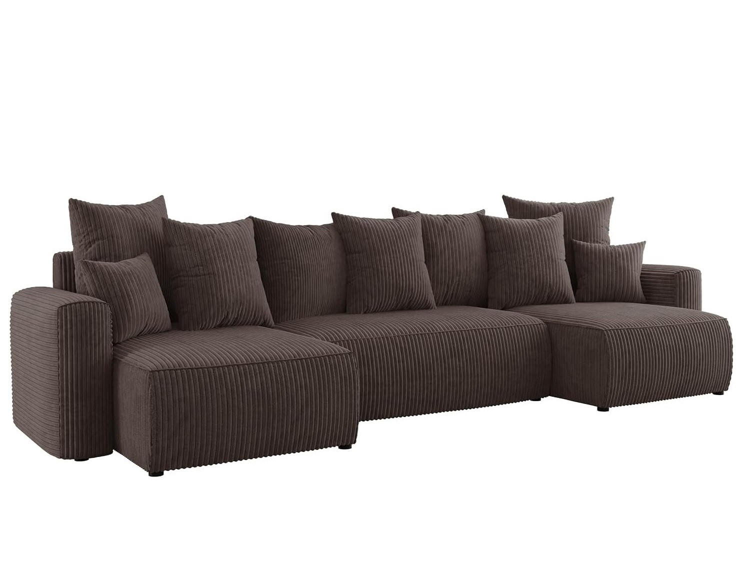 ECKSOFA DAVE U - Dunkelbraun/Schwarz, Holzwerkstoff (312/142cm) - Meblini