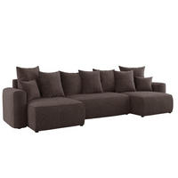 ECKSOFA DAVE U - Dunkelbraun/Schwarz, Holzwerkstoff (312/142cm) - Meblini