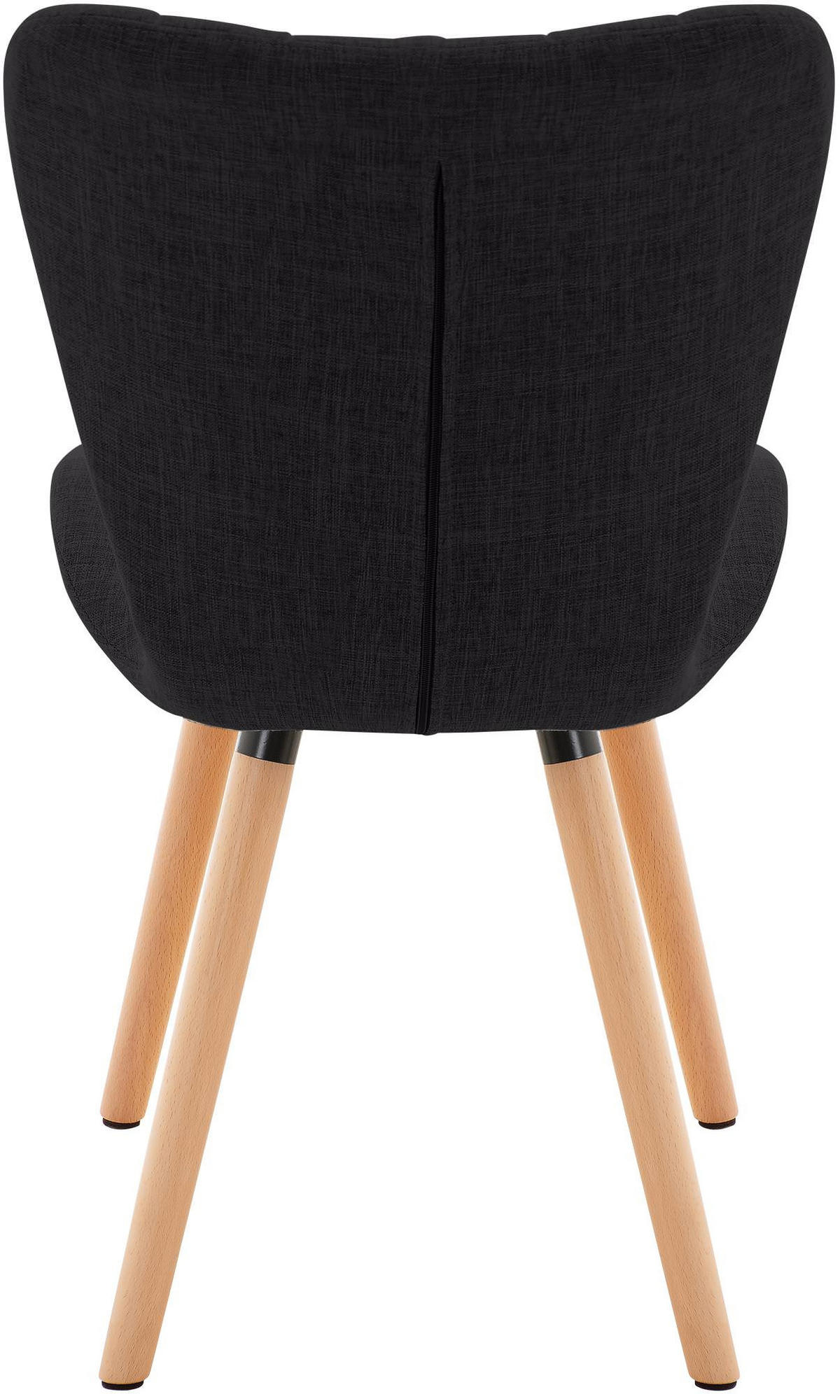 STUHL 2er Set Stoff schwarz - Eukalyptusholzfarben/Schwarz, Holz/Textil (50/88/63cm) - CLP