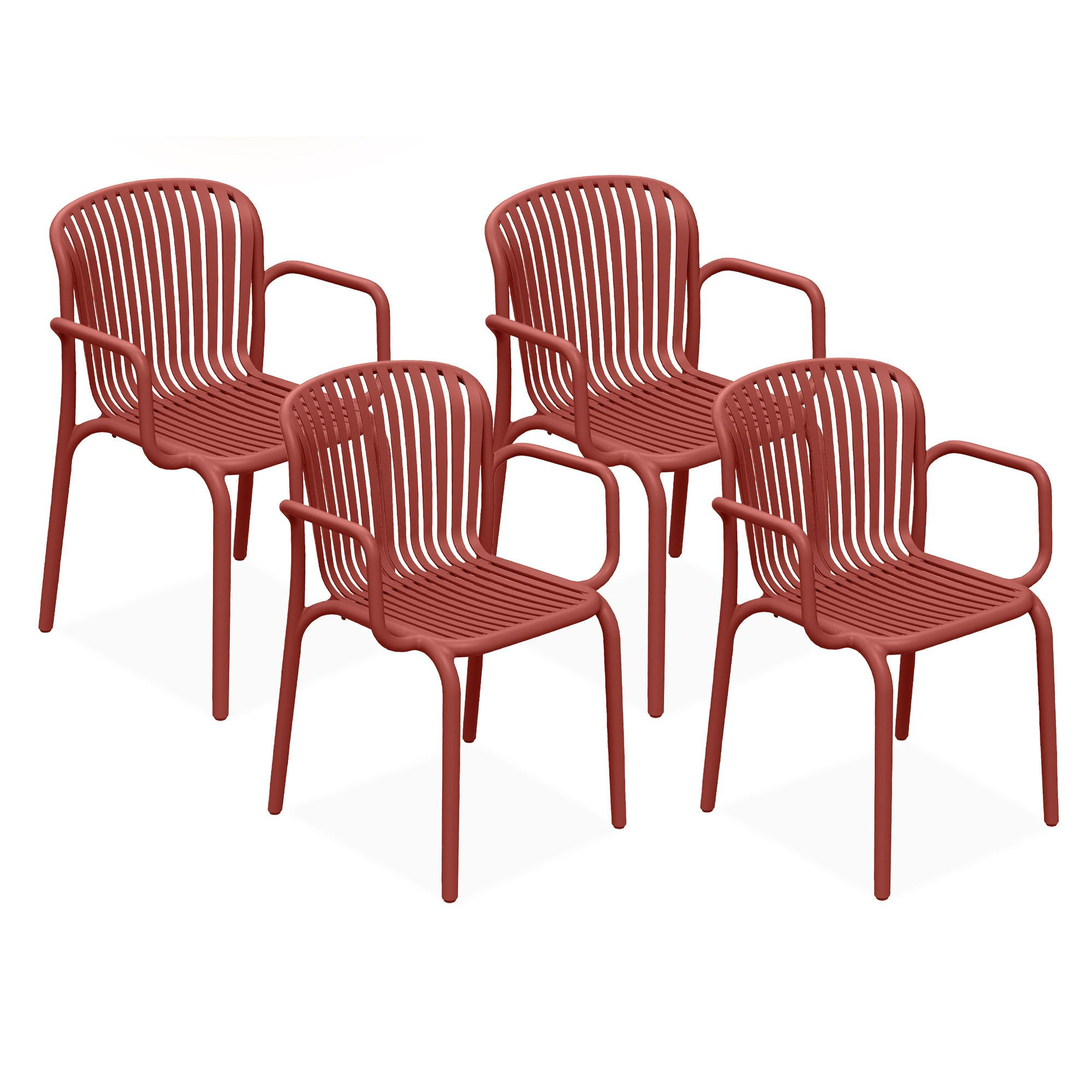 GARTENSTUHL FICCARI 4-er Set, Rot - Rot, Kunststoff (57.5/82.5/53cm) - KONSIMO®