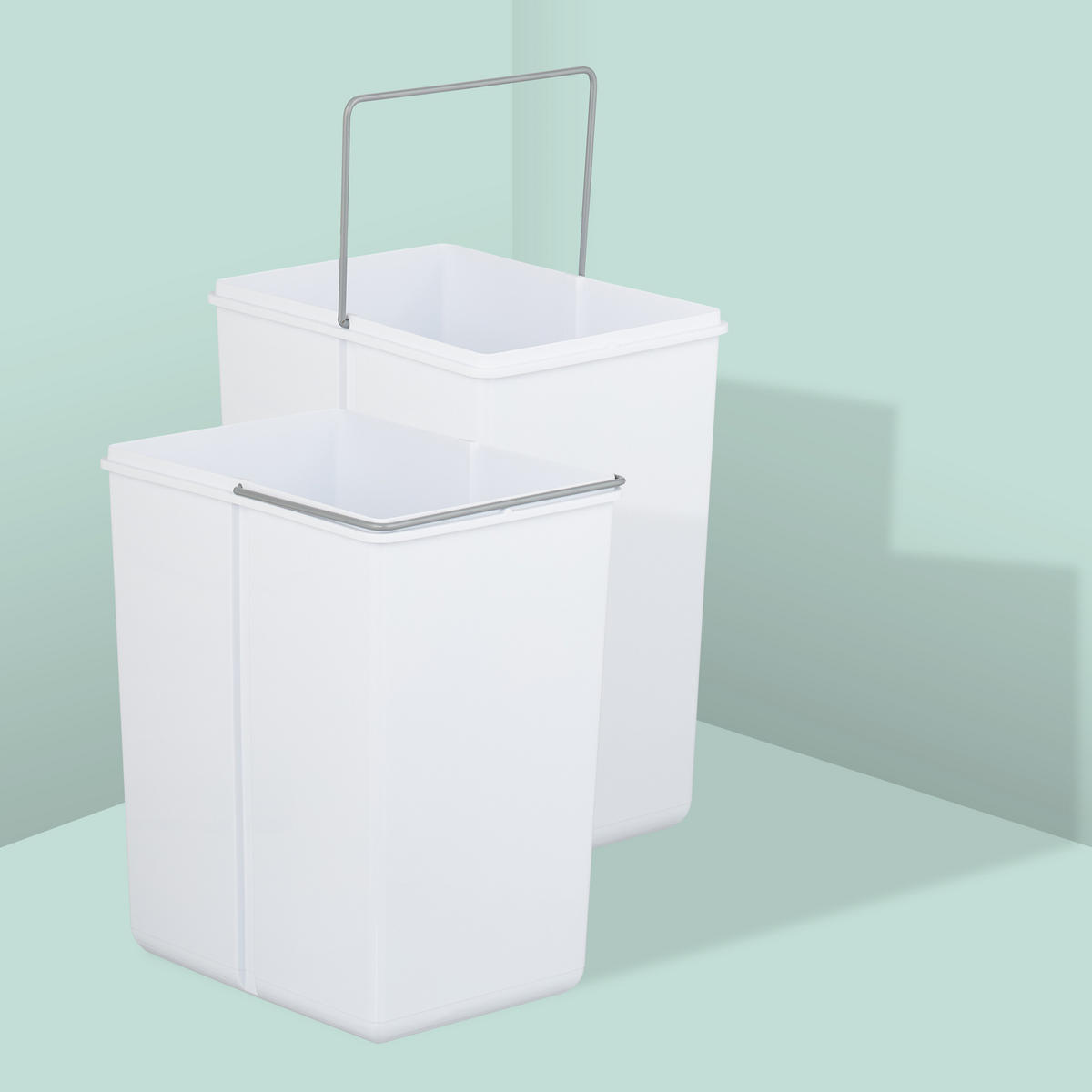 EINBAUMÜLLEIMER - Weiß, Kunststoff/Metall (34/41.3/51.8cm) - Relaxdays