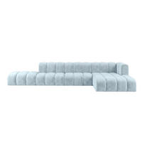 ECKSOFA Modulares In L-Form Mit Hocker, Velvet-Stoff Riviera, Babyblau, Rechts, GRAND - Hellblau, Holz (386/179cm) - Kaiser Möbel