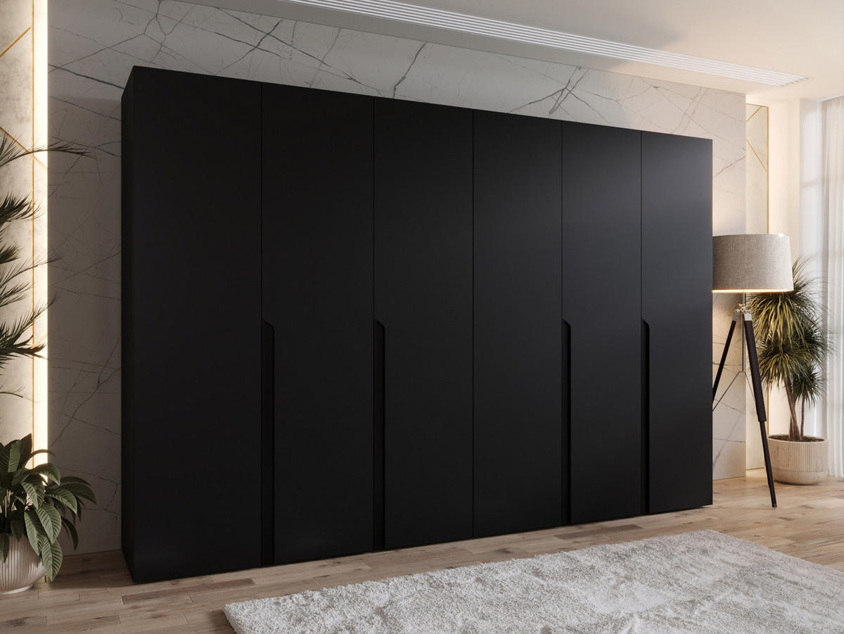 DREHTÜRENSCHRANK Mila I 300 - Schwarz, Holzwerkstoff/Kunststoff (300/202/52cm) - MIRJAN24