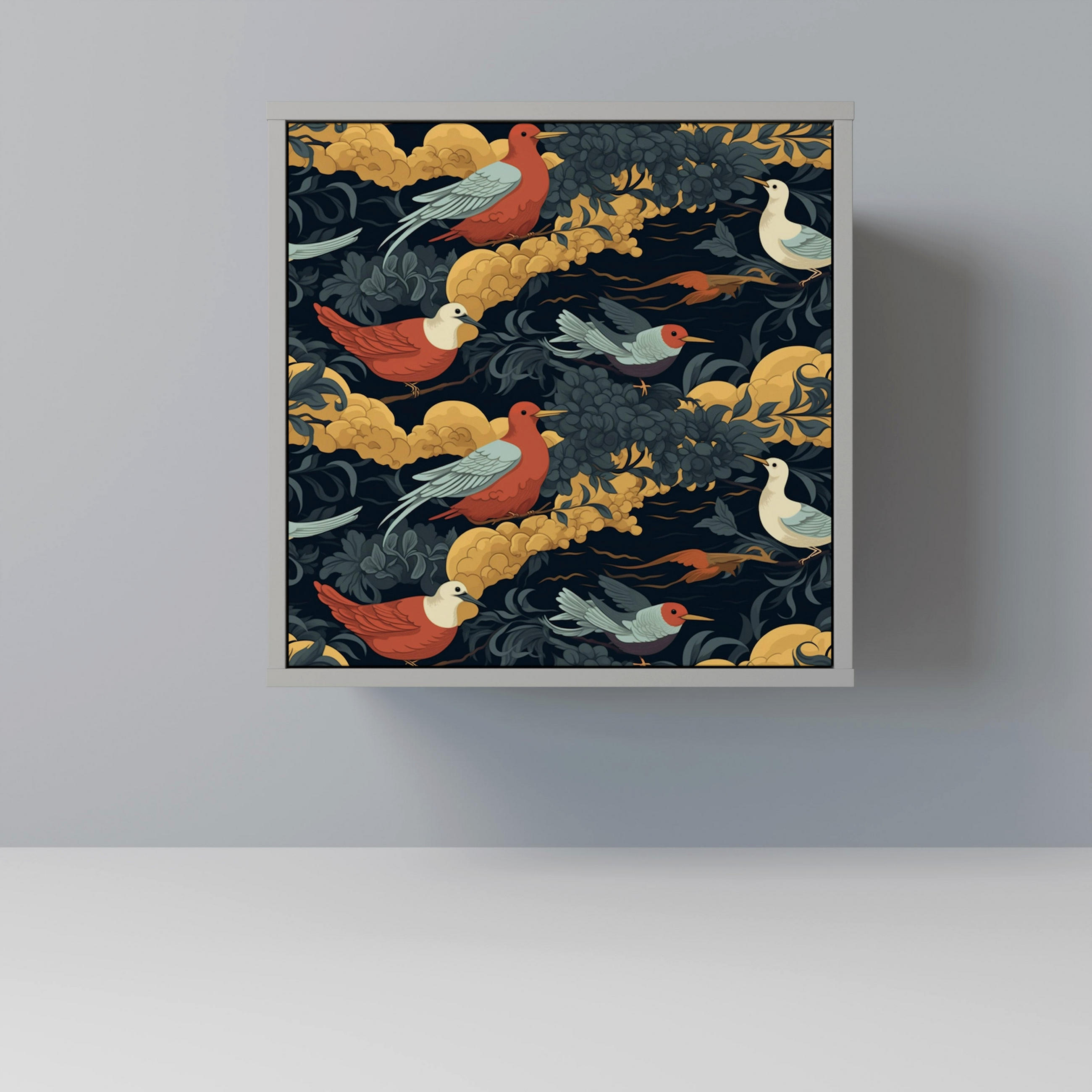 SIDEBOARD FOWLY DAZE, Grau, 57,5x42x57,5 cm, Ohne Füße - Multicolor/Grau, Holzwerkstoff (57.5/57.5/42cm) - SpaceRebels