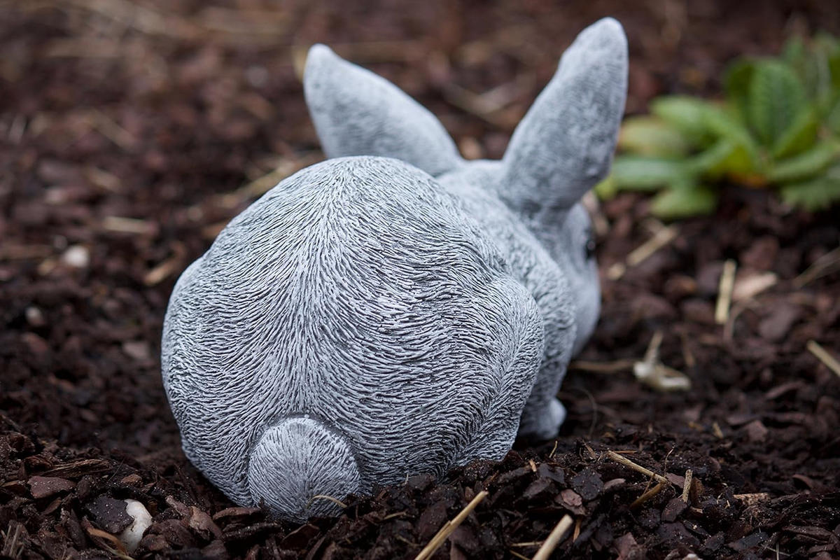 STEINFIGUR Hase Langohr, Frostfest, massiver Steinguss - Grau, Stein (12/15/23cm) - stoneandstyle