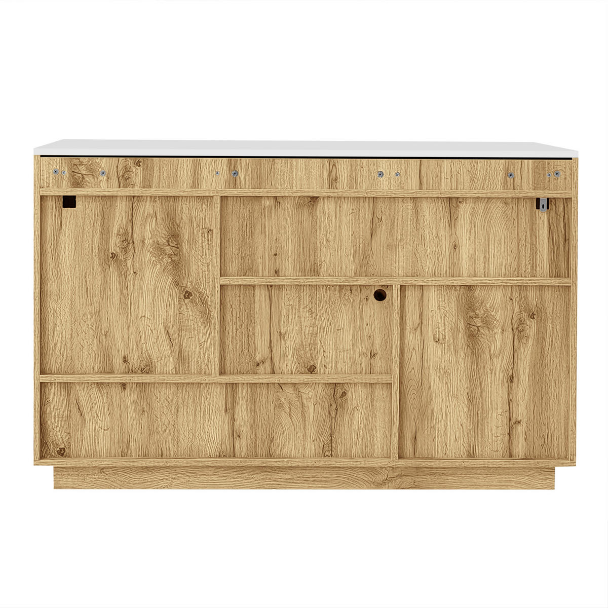 SIDEBOARD Hochglanz LED Vitrine Schubladen modern - Weiß, Holzwerkstoff (37/76.5/120cm) - FLIEKS