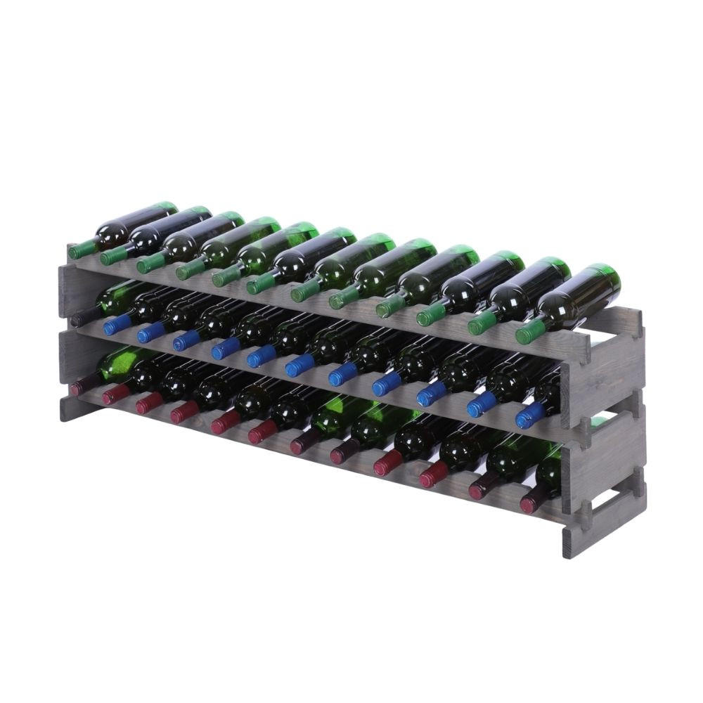 WEINREGAL VINOTECA FLEX PRO HxBxT 37x123x28cm 36 Flaschen auf 3 Ebenen Grau - Grau, Holz (123/37/28cm) - PROREGAL