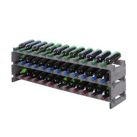 WEINREGAL VINOTECA FLEX PRO HxBxT 37x123x28cm 36 Flaschen auf 3 Ebenen Grau - Grau, Holz (123/37/28cm) - PROREGAL