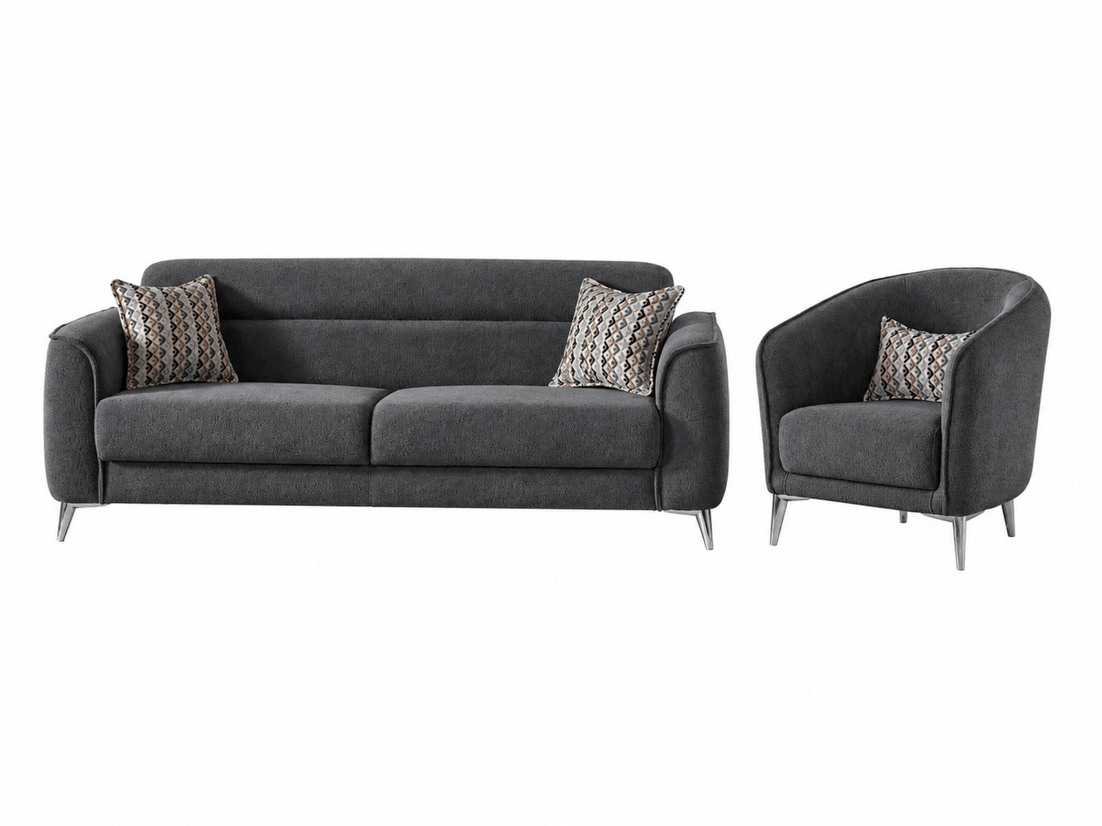 SITZGARNITUR Acapulco, Anthrazit Stellvariante 3+1 - Anthrazit, Holzwerkstoff/Kunststoff (237/87/98cm)