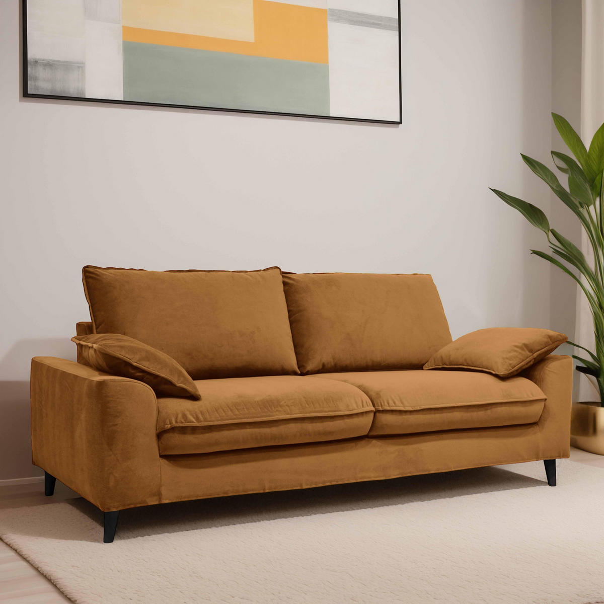 3-SITZER-SCHLAFSOFA, Stoff, Braun - Braun, Textil (97/88/205cm) - Oviala