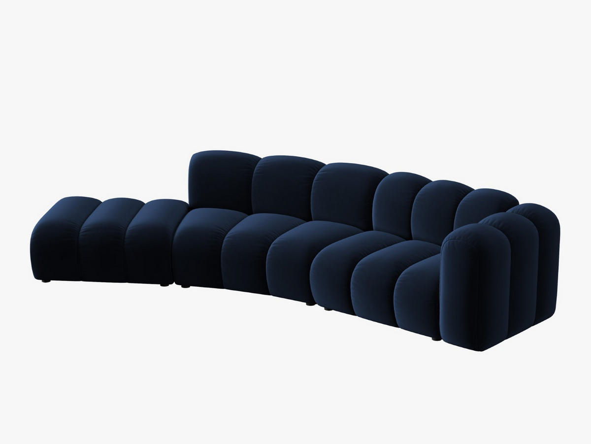 SOFA modular links Lupine aus Samt königsblau 5 Sitzplätze - Dunkelblau, Textil (166/70/335cm) - Micadoni