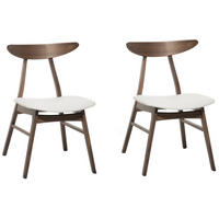ESSZIMMERSTUHL 2er-Set Gummibaumholz Weiß Lynn - Weiß, Holz/Textil (49/78/47cm) - Beliani