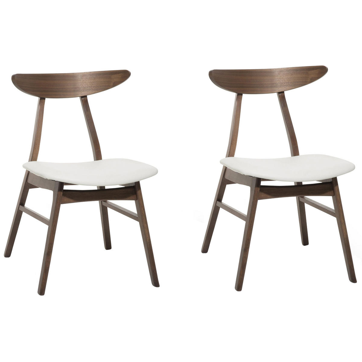 ESSZIMMERSTUHL 2er-Set Gummibaumholz Weiß Lynn - Weiß, Holz/Textil (49/78/47cm) - Beliani