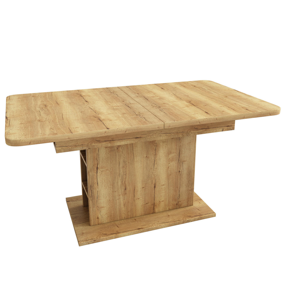 ESSTISCH 130/70/75 cm natur aus Spanplatte mit ausziehbarer Tischplatte und Stauraum - Naturfarben, Holzwerkstoff (130/70/75cm) - OKWISH