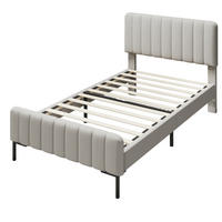 POLSTERBETT 90/200 cm in Grau-Beige mit Lattenrost und verstellbarem Kopfteil - Beige, Textil (90/200cm) - Oxeza