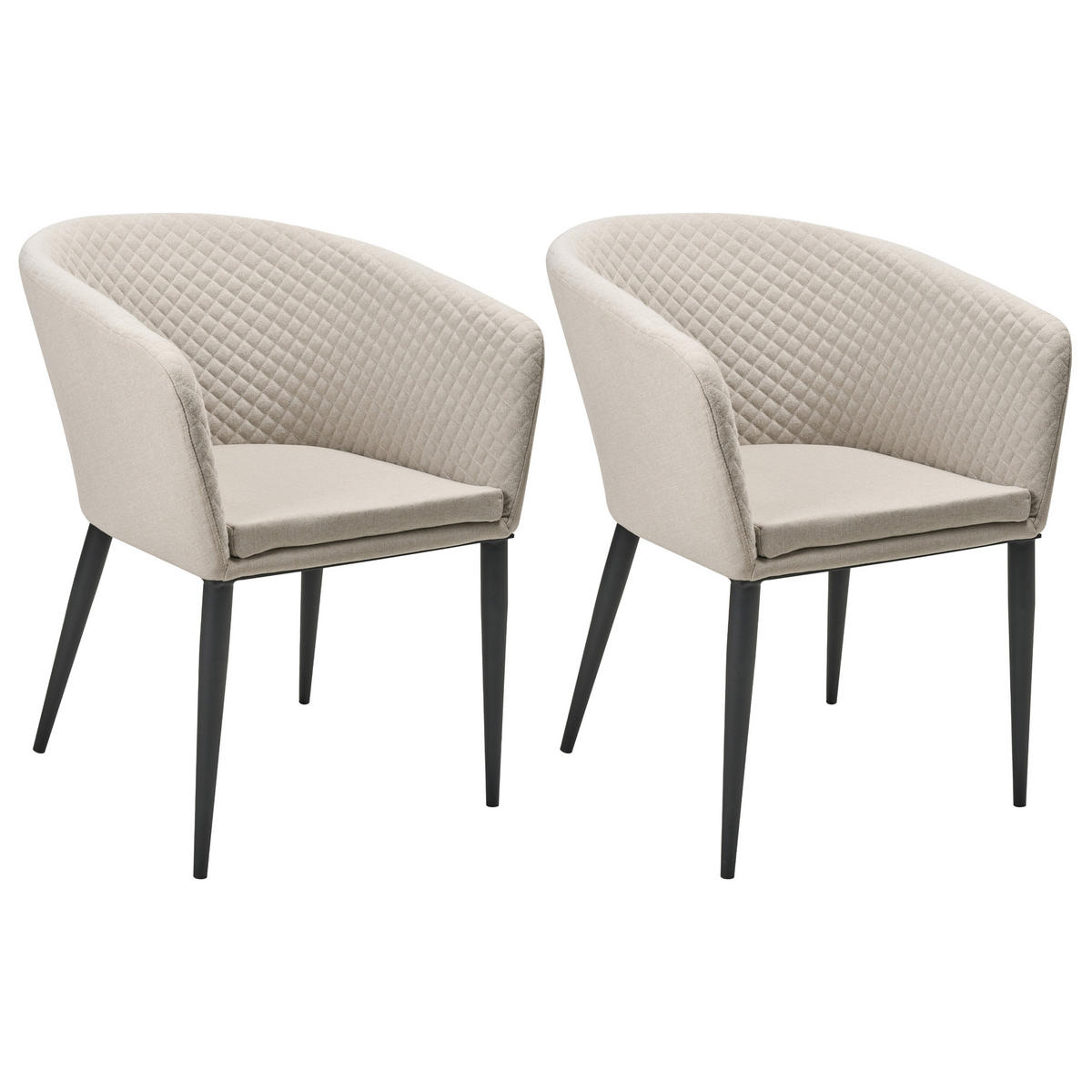 GARTENSTUHL 2er-Set Beige Curgos - Beige/Schwarz, Textil (47/80/52cm) - Beliani