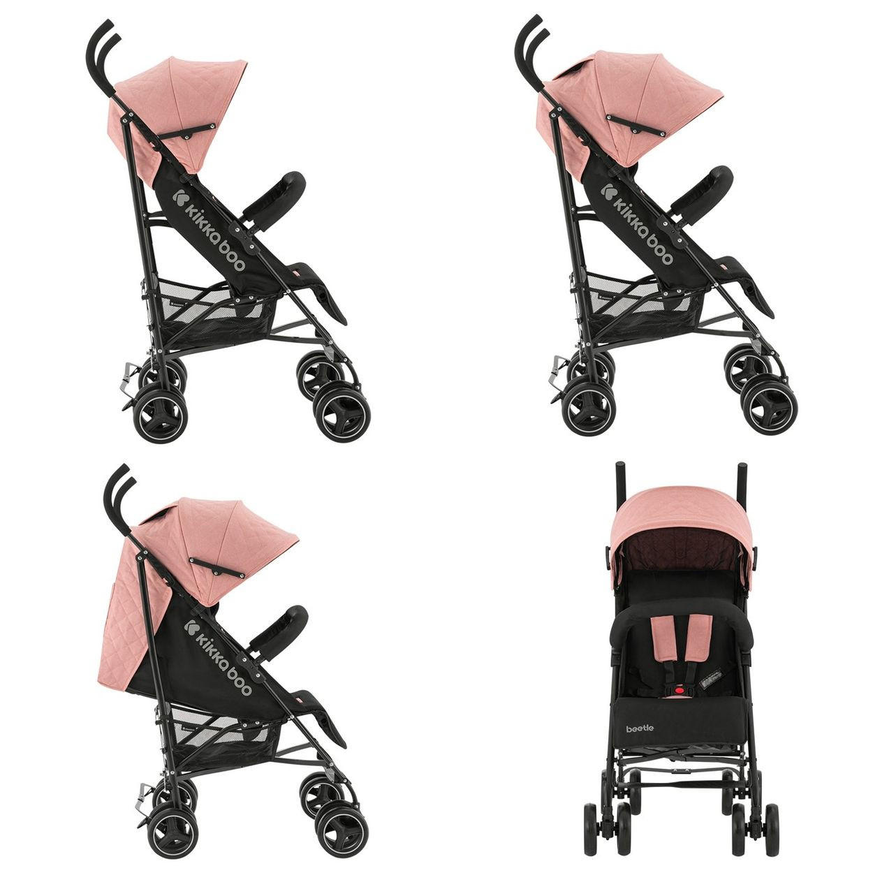 KINDERWAGEN Käfer pink Stahlrahmen, Korb, abnehmbare Vorderräder, Fußstütze - Rosa, Metall (78/48/104cm) - Kikka boo